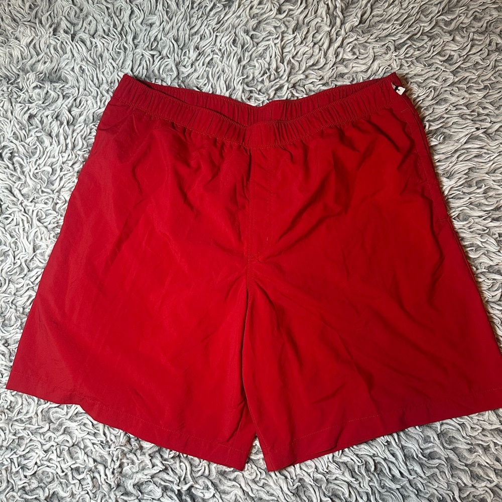 Columbia Omni-Shade Men’s Red Nylon Swim Trunks Shorts L — Mesh Lined, Quick Dry